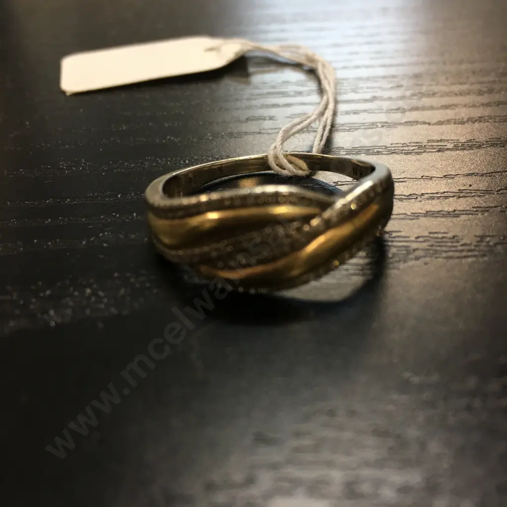 Gold & Silver Ring With Diamonds Stamped 10K & 925 Image 1++